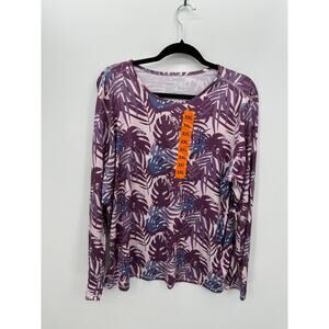 32 Degree Cool Purple Tropical Sun Protection UPF 50 Long Sleeve Shirt XXL NWT